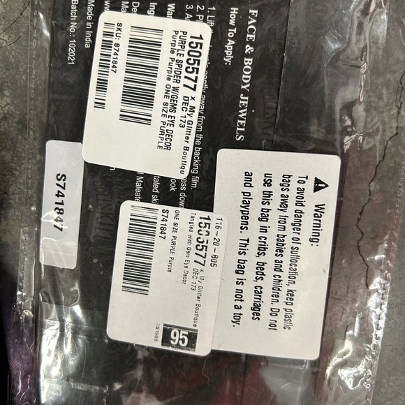 Pink spider web crystals eye design tattoo glitter festival punk Dollskill new - Picture 3 of 3